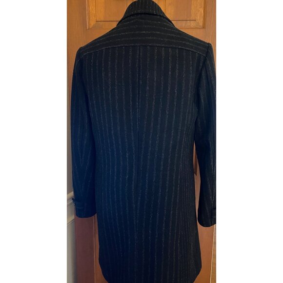 Marc Ecko Double Breasted Chalk Striped Wool Overcoat 40L Heavy Fleece-Lining - Picture 8 of 16